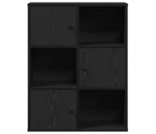 Librería de madera contrachapada roble negro 60x24x76,5 cm