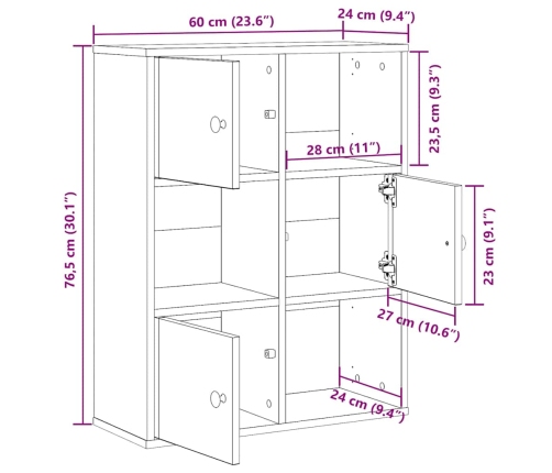 Estantería madera de ingeniería color envejecido 60x24x76,5 cm