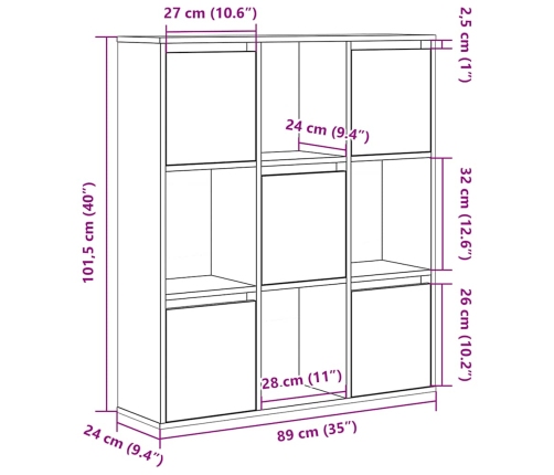 Estantería de madera de ingeniería blanca 89x24x101,5 cm