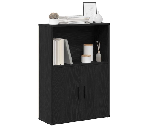 Librería de madera contrachapada roble negro 60x24x85 cm