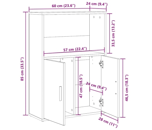 Estantería de madera de ingeniería roble sonoma 60x24x85 cm