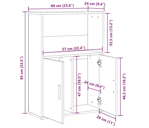 Estantería de madera de ingeniería gris sonoma 60x24x85 cm