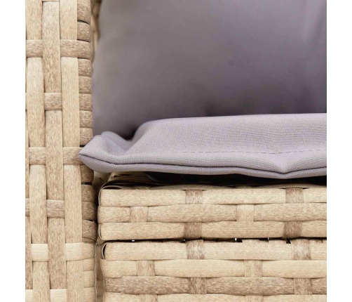 Silla mecedora de jardín con cojines ratán sintético beige