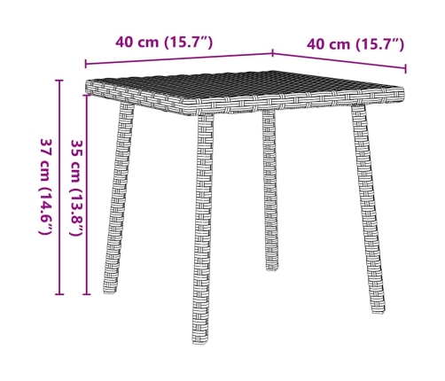 Mesa centro jardín rectangular gris claro 40x40x37cm