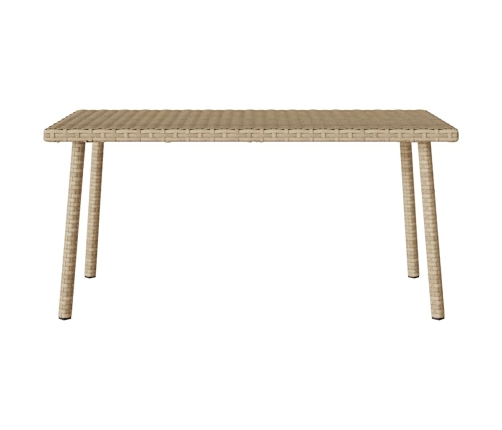 Mesa centro jardín rectangular beige 80x40x37cm ratán sintético