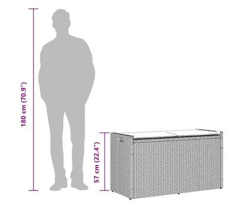 Banco de almacenaje con cojín marrón 100 cm ratán sintético