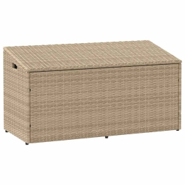 Caja de almacenaje jardín ratán sintético beige 110x50x58 cm