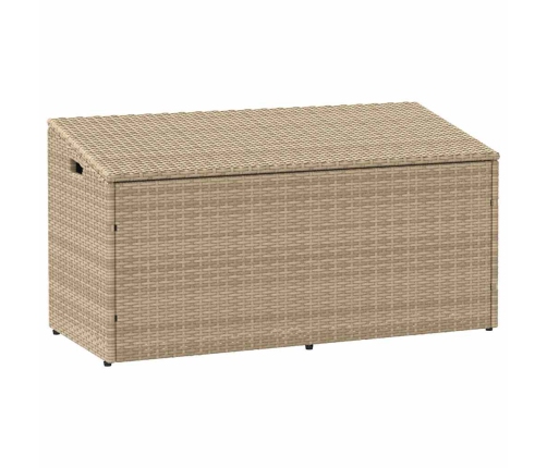 Caja de almacenaje jardín ratán sintético beige 110x50x58 cm