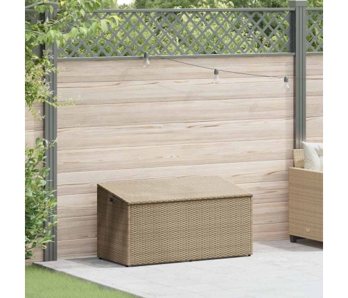 Caja de almacenaje jardín ratán sintético beige 110x50x58 cm