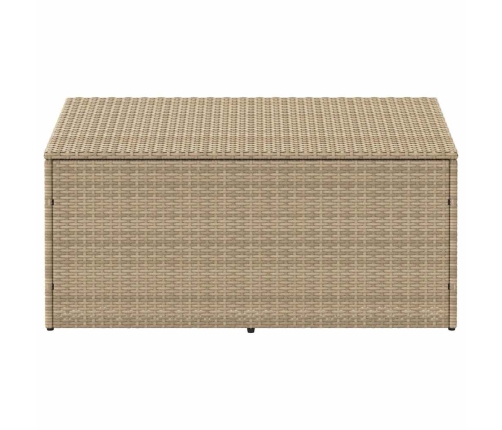 Caja de almacenaje jardín ratán sintético beige 110x50x58 cm