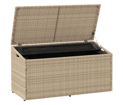 Caja de almacenaje jardín ratán sintético beige 110x50x58 cm