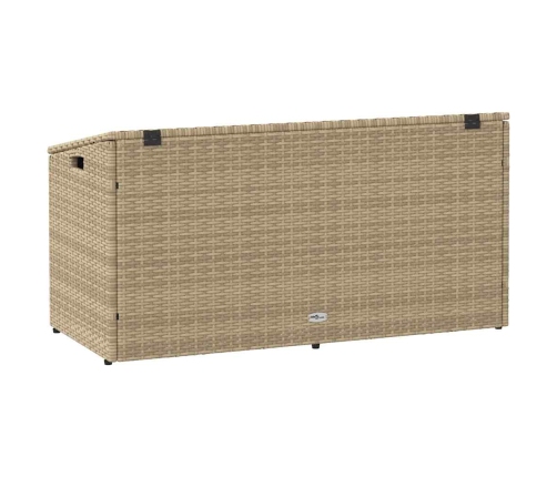 Caja de almacenaje jardín ratán sintético beige 110x50x58 cm