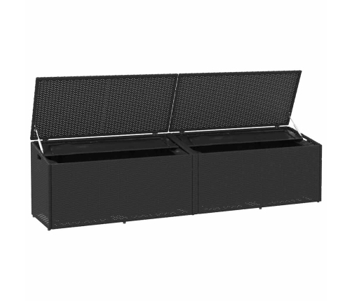 Caja de almacenaje de jardín ratán sintético negro 220x50x58 cm