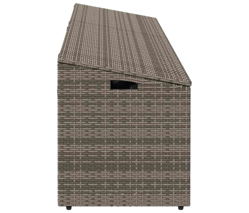 Caja de almacenaje de jardín ratán sintético gris 220x50x58 cm