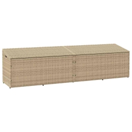 Caja de almacenaje jardín ratán beige 220x50x58 cm