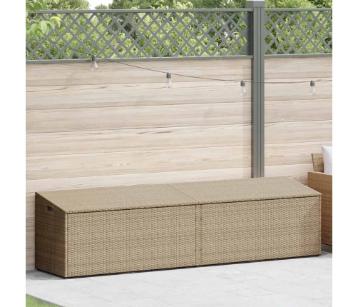 Caja de almacenaje jardín ratán beige 220x50x58 cm