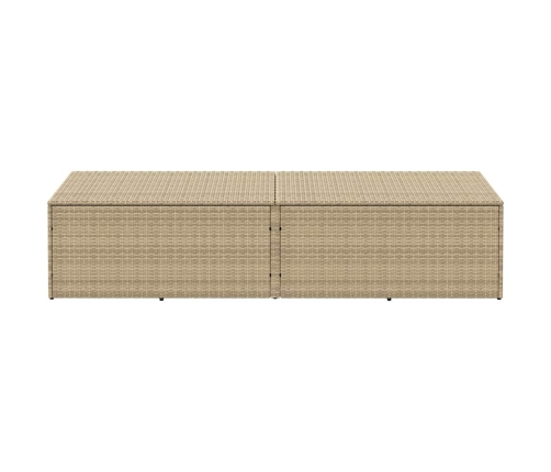 Caja de almacenaje jardín ratán beige 220x50x58 cm