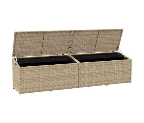 Caja de almacenaje jardín ratán beige 220x50x58 cm