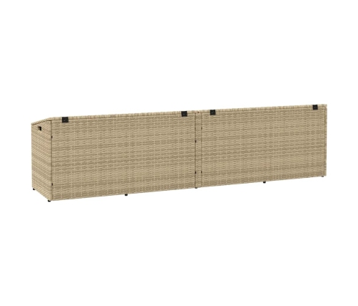 Caja de almacenaje jardín ratán beige 220x50x58 cm