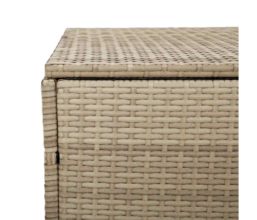 Caja de almacenaje jardín ratán beige 220x50x58 cm