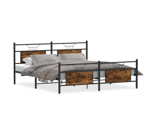 Estructura de cama sin colchón metal roble ahumado 183x213 cm