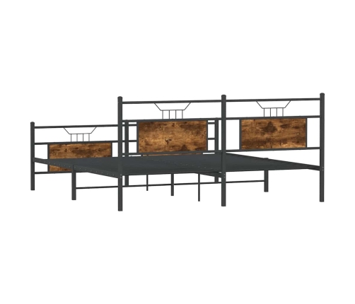 Estructura de cama sin colchón metal roble ahumado 183x213 cm