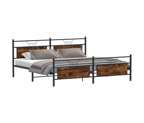 Estructura de cama sin colchón metal roble ahumado 193x203 cm