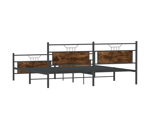 Estructura de cama sin colchón metal roble ahumado 193x203 cm