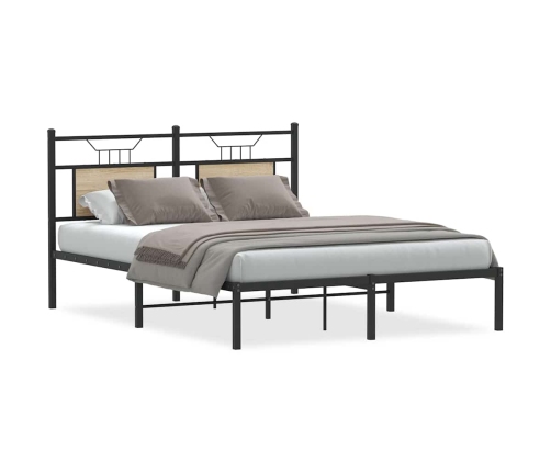 Estructura de cama sin colchón metal roble Sonoma 183x213 cm