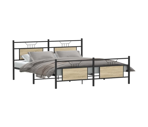 Estructura de cama sin colchón metal roble Sonoma 183x213 cm