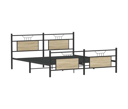 Estructura de cama sin colchón metal roble Sonoma 183x213 cm