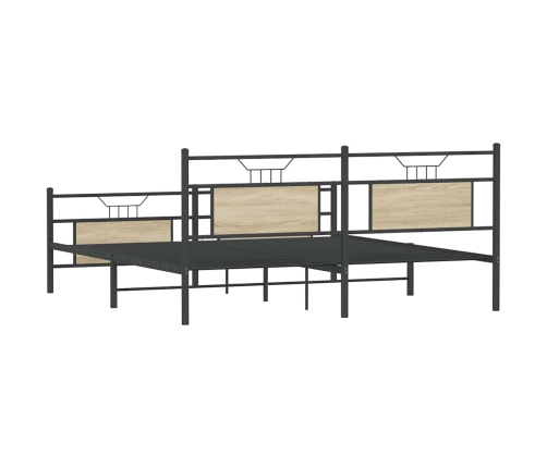 Estructura de cama sin colchón metal roble Sonoma 183x213 cm