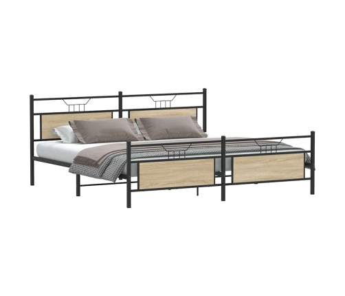 Estructura de cama sin colchón metal roble Sonoma 193x203 cm