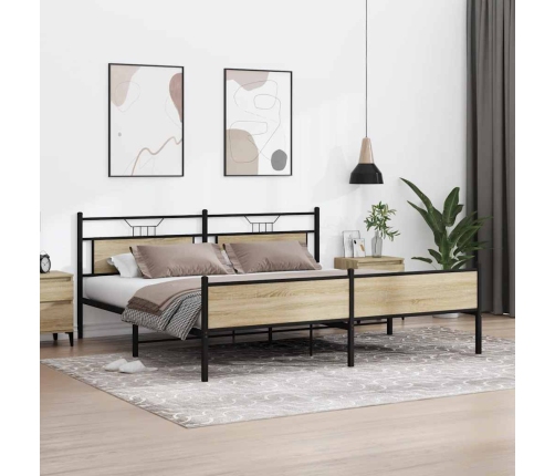 Estructura de cama sin colchón metal roble Sonoma 193x203 cm