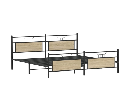 Estructura de cama sin colchón metal roble Sonoma 193x203 cm