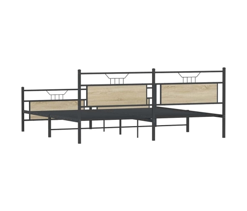 Estructura de cama sin colchón metal roble Sonoma 193x203 cm