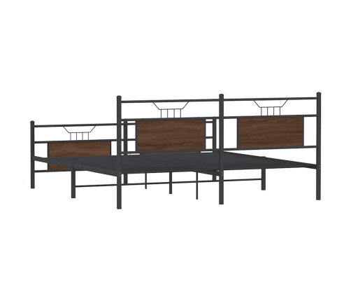 Estructura de cama sin colchón metal roble marrón 180x200 cm