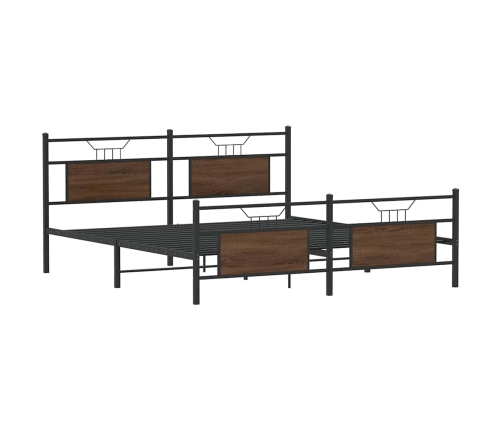 Estructura de cama sin colchón metal roble marrón 183x213 cm