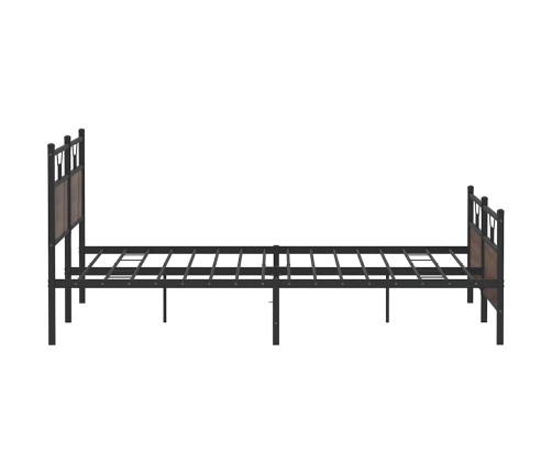 Estructura de cama sin colchón metal roble marrón 193x203 cm