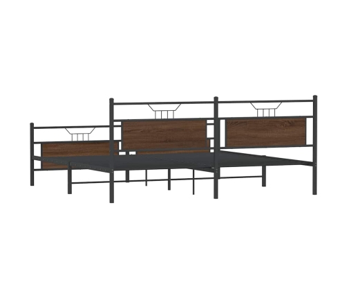 Estructura de cama sin colchón metal roble marrón 193x203 cm