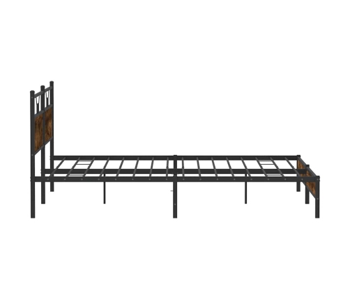 Estructura de cama sin colchón metal roble ahumado 193x203 cm