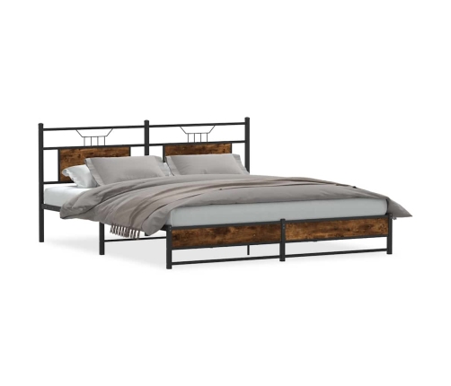 Estructura de cama sin colchón metal roble ahumado 183x213 cm