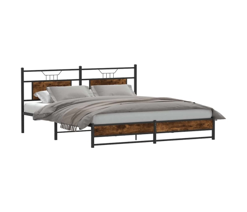 Estructura de cama sin colchón metal roble ahumado 183x213 cm