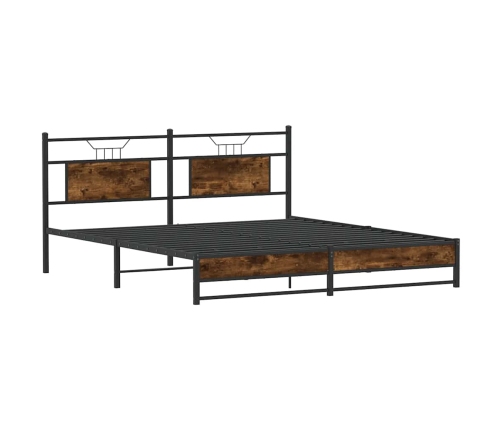 Estructura de cama sin colchón metal roble ahumado 183x213 cm