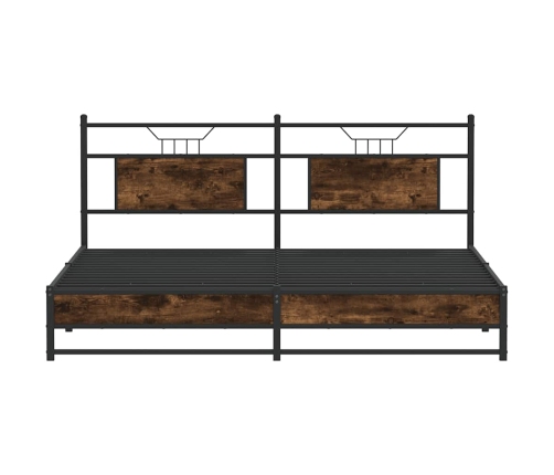 Estructura de cama sin colchón metal roble ahumado 183x213 cm