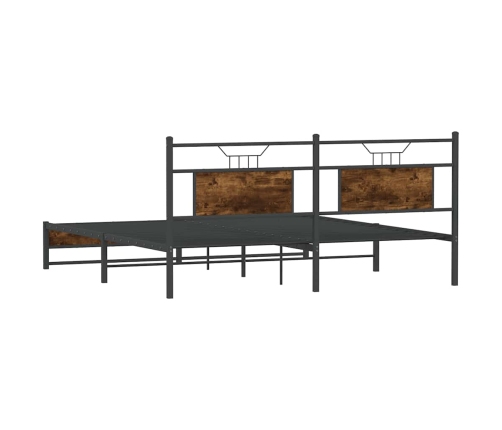 Estructura de cama sin colchón metal roble ahumado 183x213 cm