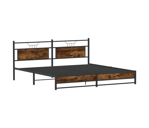 Estructura de cama sin colchón metal roble ahumado 193x203 cm