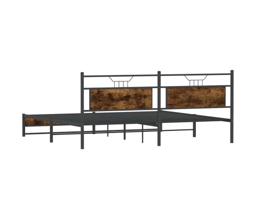 Estructura de cama sin colchón metal roble ahumado 193x203 cm