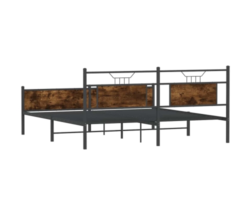 Estructura de cama sin colchón metal roble ahumado 183x213 cm