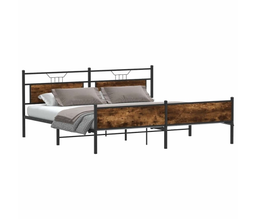 Estructura de cama sin colchón metal roble ahumado 193x203 cm